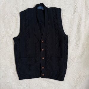 Vintage Navy Cable Knit Vest